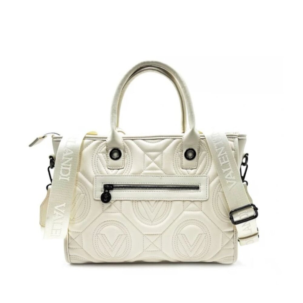 Valentino Orlandi Quilted Bone White Handbag ITALY Adjustable Strap & Wallet NWT